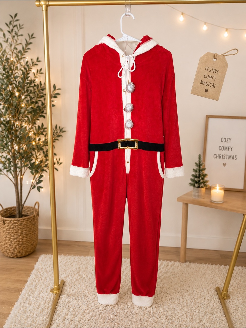Kohl's Red Hooded Holiday Cape with White Trim